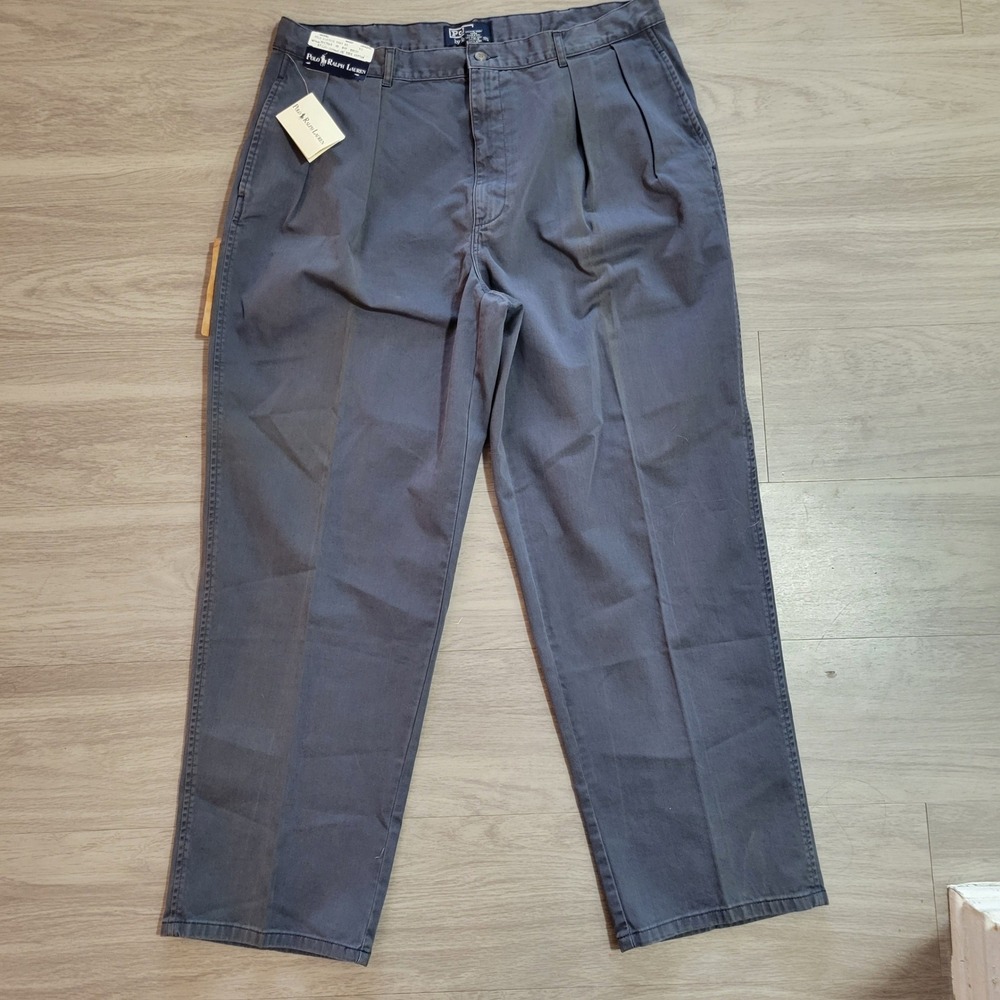 VTG Polo Ralph Lauren Classic Pants Mens 38x30(37X29) Blue Pleated DEADSTOCK NWT